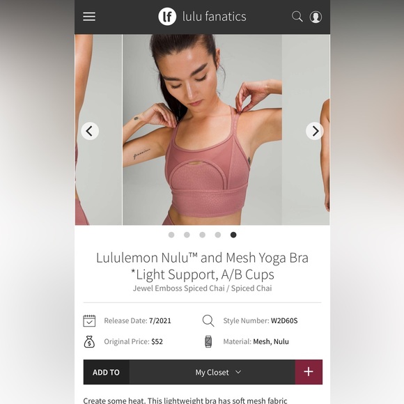 Lululemon Nulu™ and Mesh Yoga Bra *Light Support, A/B Cups, Size 4 - Picture 6 of 7